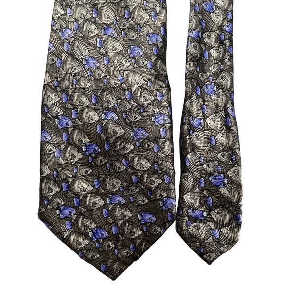 The Nature Conservancy Half Moon Angelfish Purple And Grey Hand Sewn Neck Tie - Picture 1 of 2